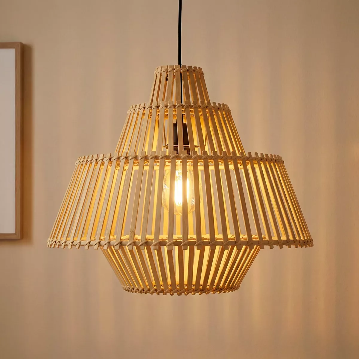 Sospensione luminosa design in bambù (D50 cm) Cabrera Naturale