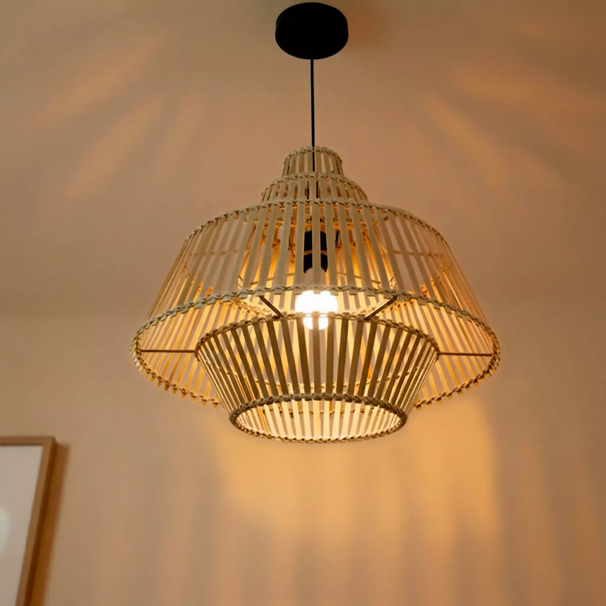 Suspension lumineuse design en bambou (D50 cm) Cabrera Naturel