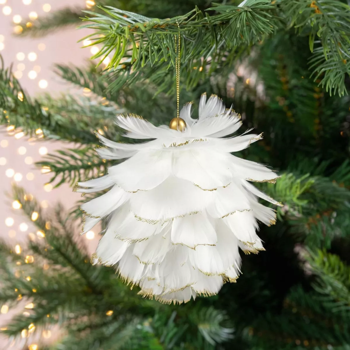 Boule douceur à suspendre (D10 cm) Plume Blanc