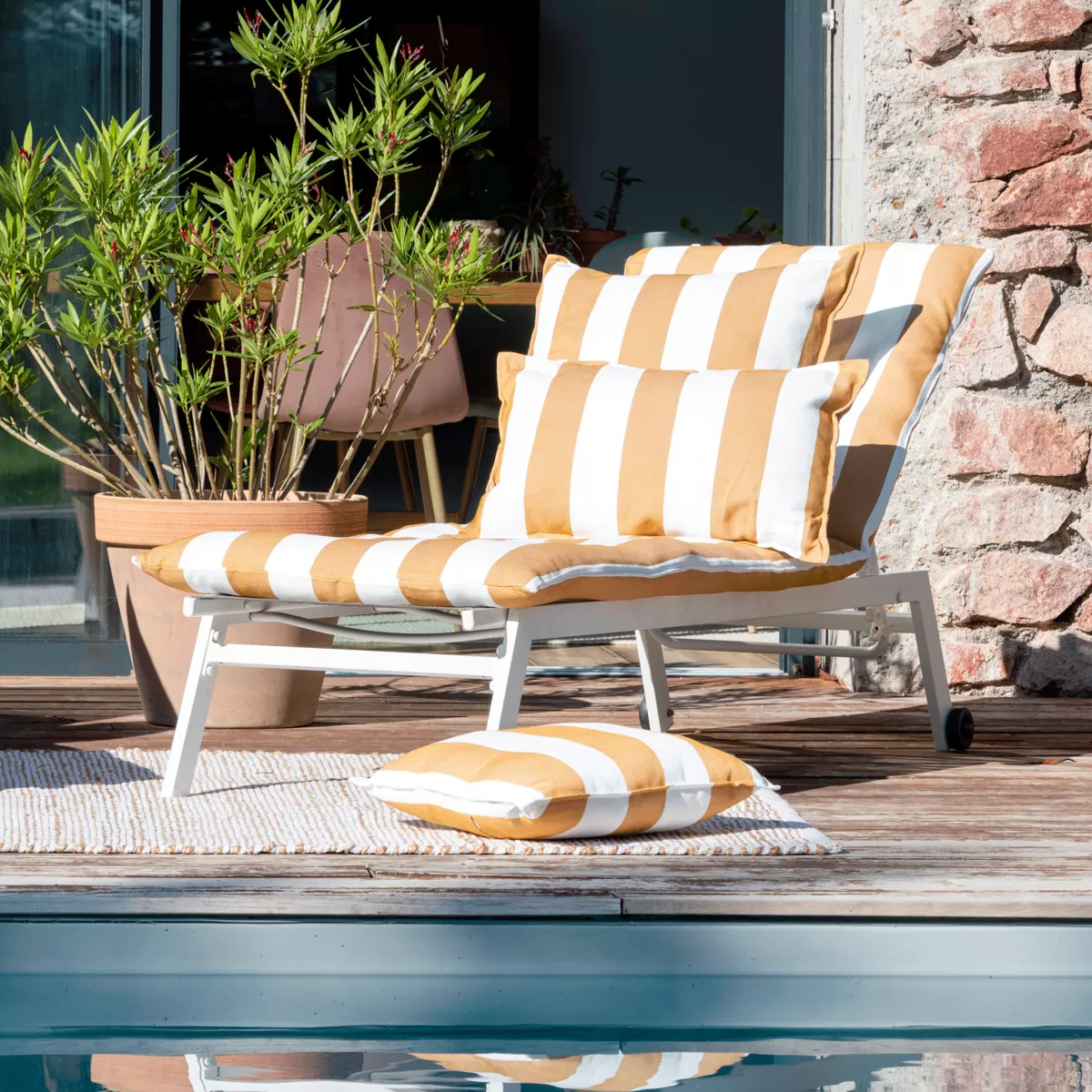 Copertura per cuscino prendisole idrorepellente (190 x 70 cm) Noa Giallo ocra