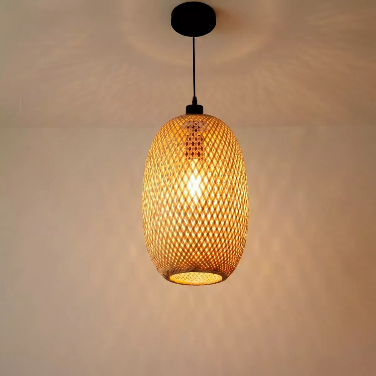Suspension lumineuse en bambou (H35 cm) Fuengirola Naturel