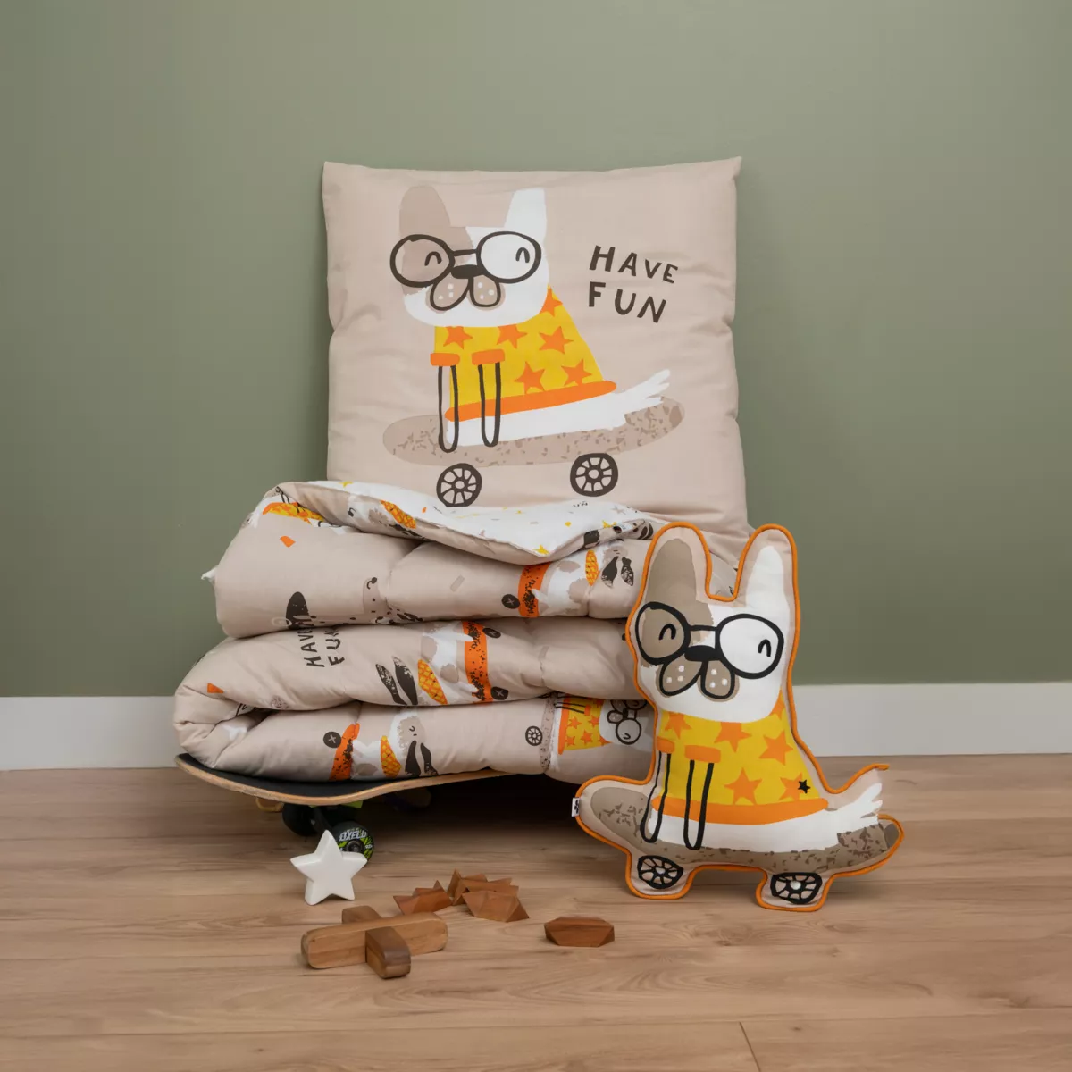 Couette imprimée enfant et une taie d'oreiller coton (140 x 200 cm) Isidore Multicolore