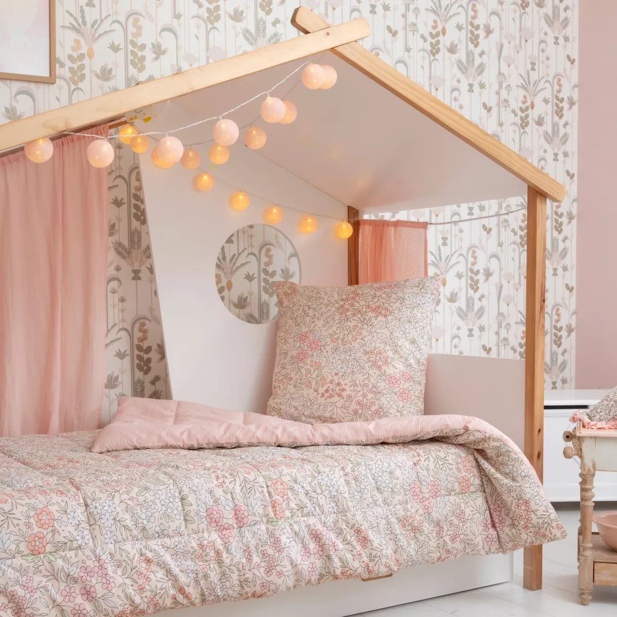 Couette imprimée enfant et une taie coton (140 x 200 cm) Pimprenelle Rose