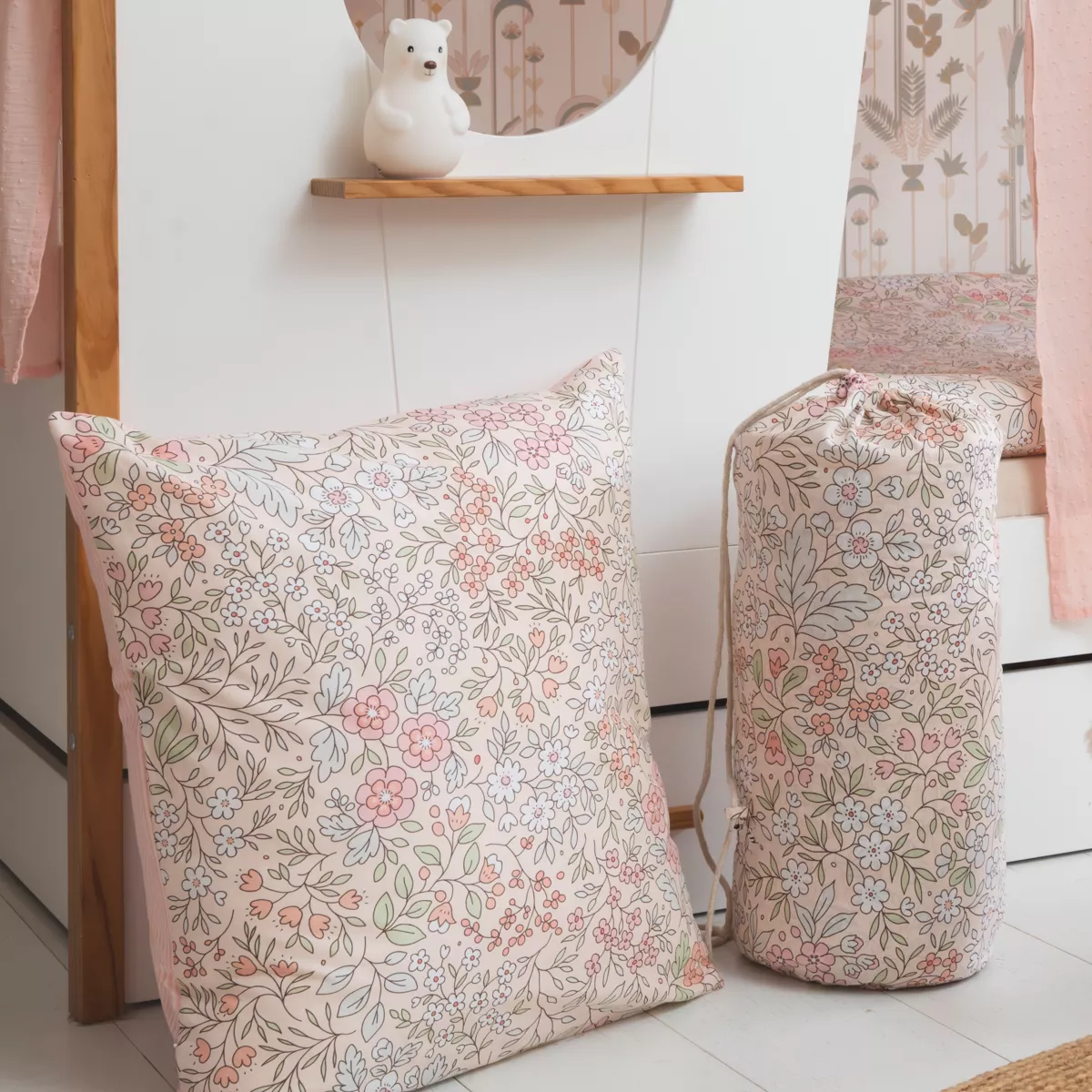 Couette imprimée enfant et une taie coton (140 x 200 cm) Pimprenelle Rose
