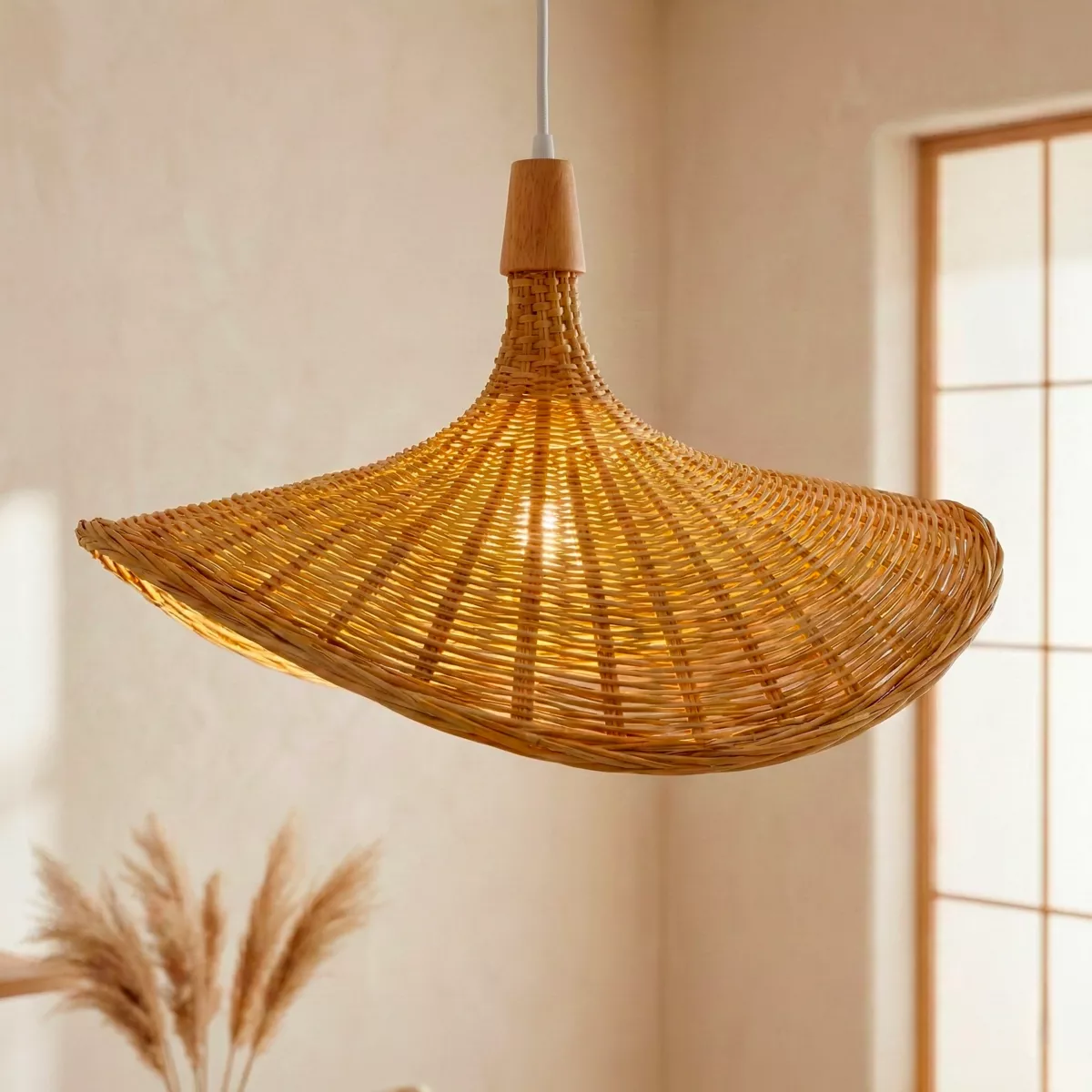 Sospensione luminosa in bambù (D55 cm) Kalahari Naturale