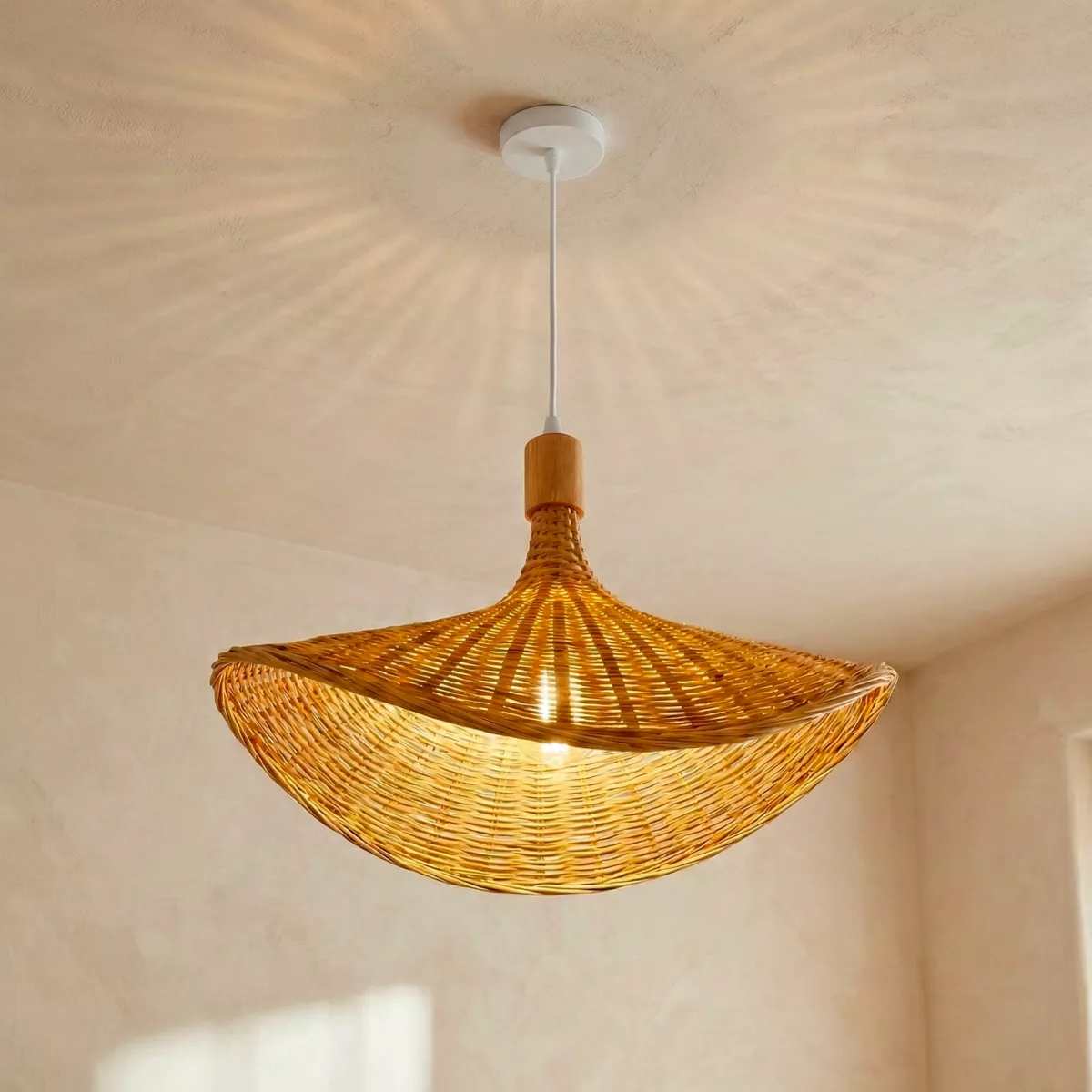 Suspension lumineuse en bambou (D55 cm) Kalahari Naturel