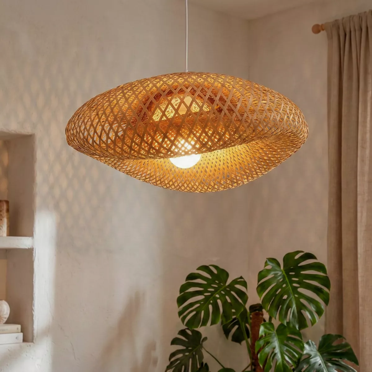 Sospensione luminosa in bambù (D50 cm) Marinaly naturale