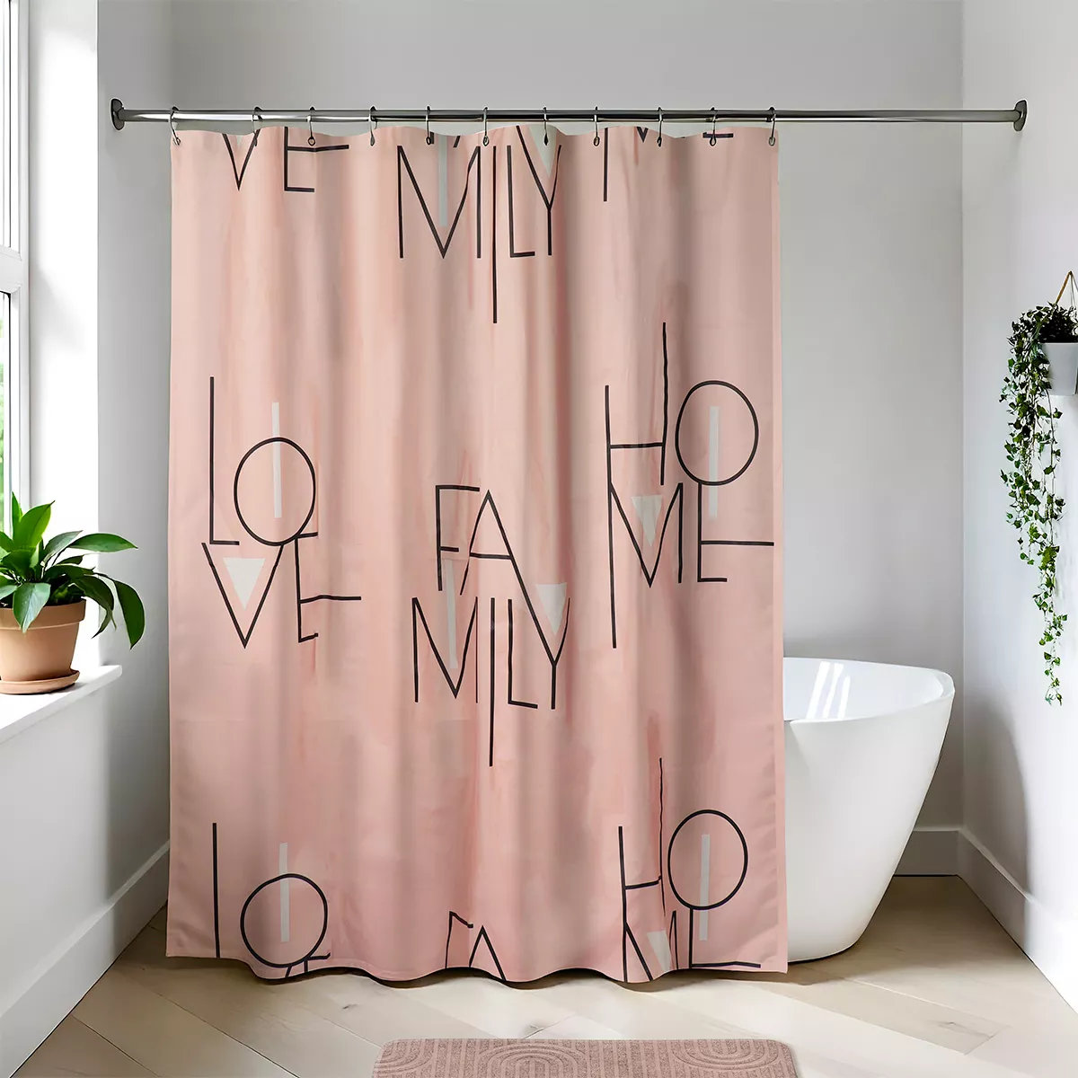 Tenda da doccia in Peva (180 x 180 cm) Minimalist Rosa cipria