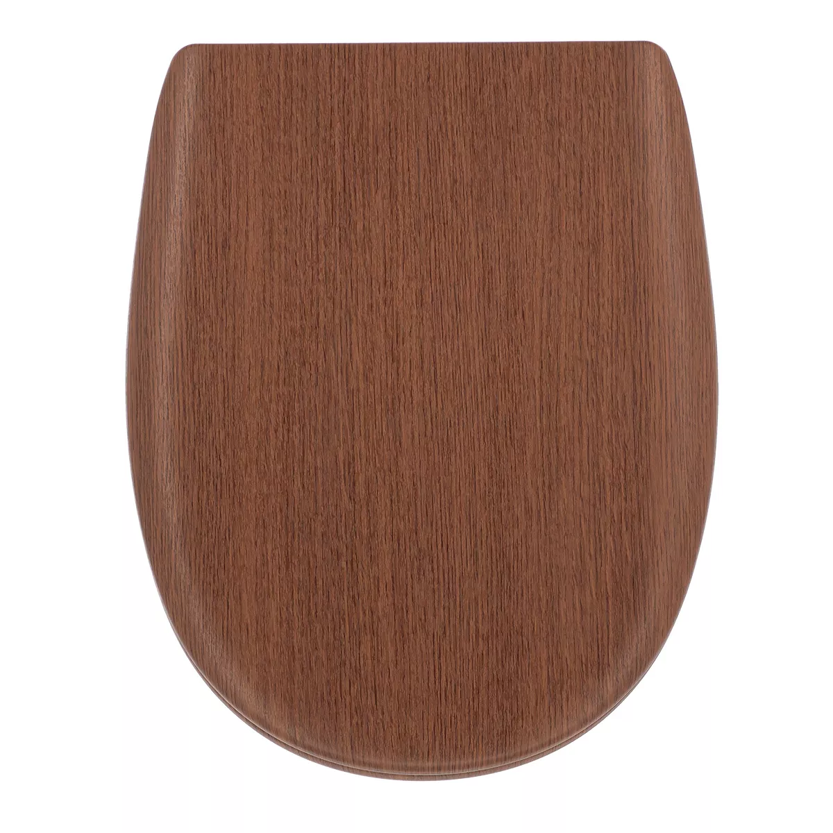 ABATTANT WC BOIS MOULE 18 POUCES FORME PLATE ATTACHES ACIER INOXYDABLE - FACON CHENE MARRON