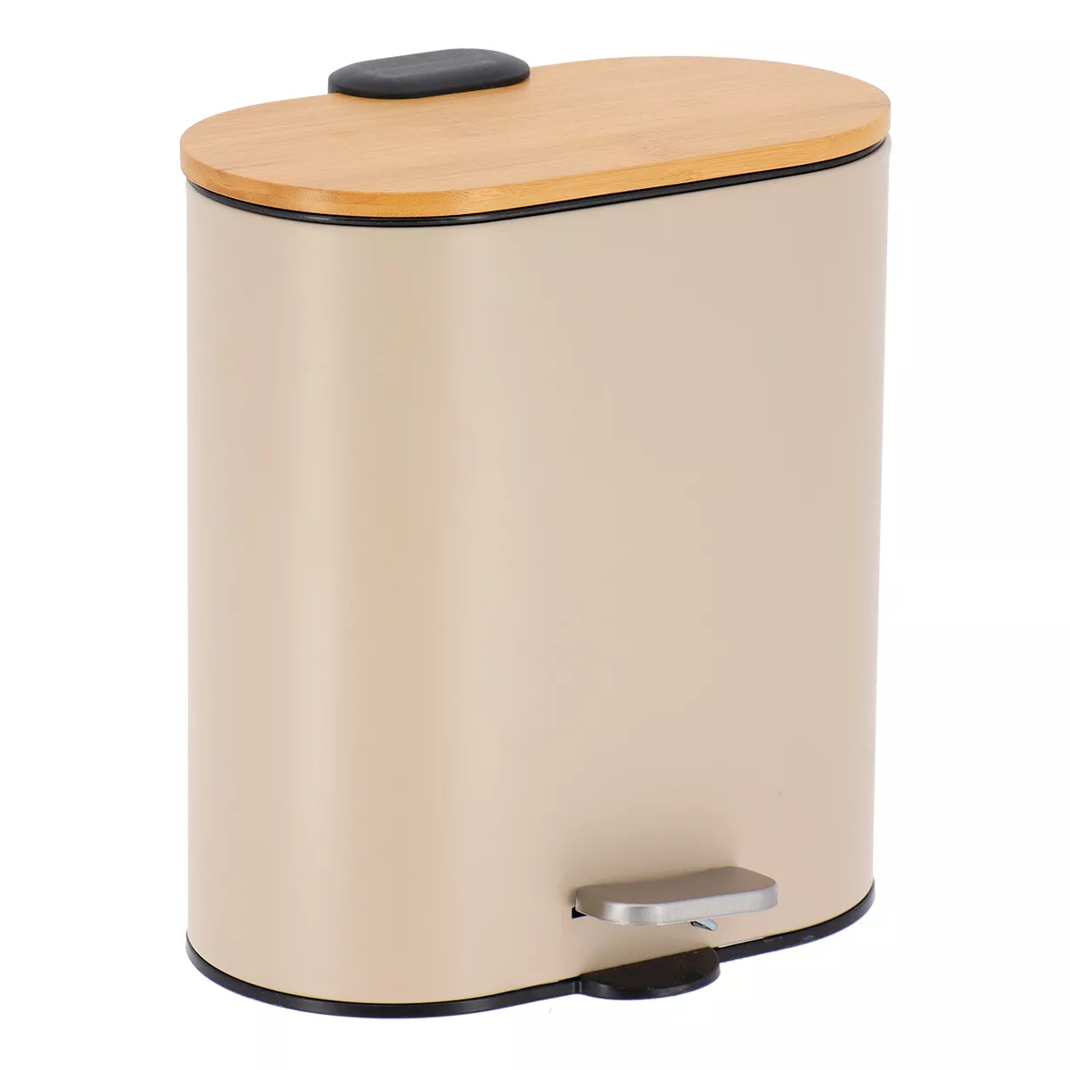 Cestino per il bagno in bambù con chiusura ammortizzata Tempo Beige