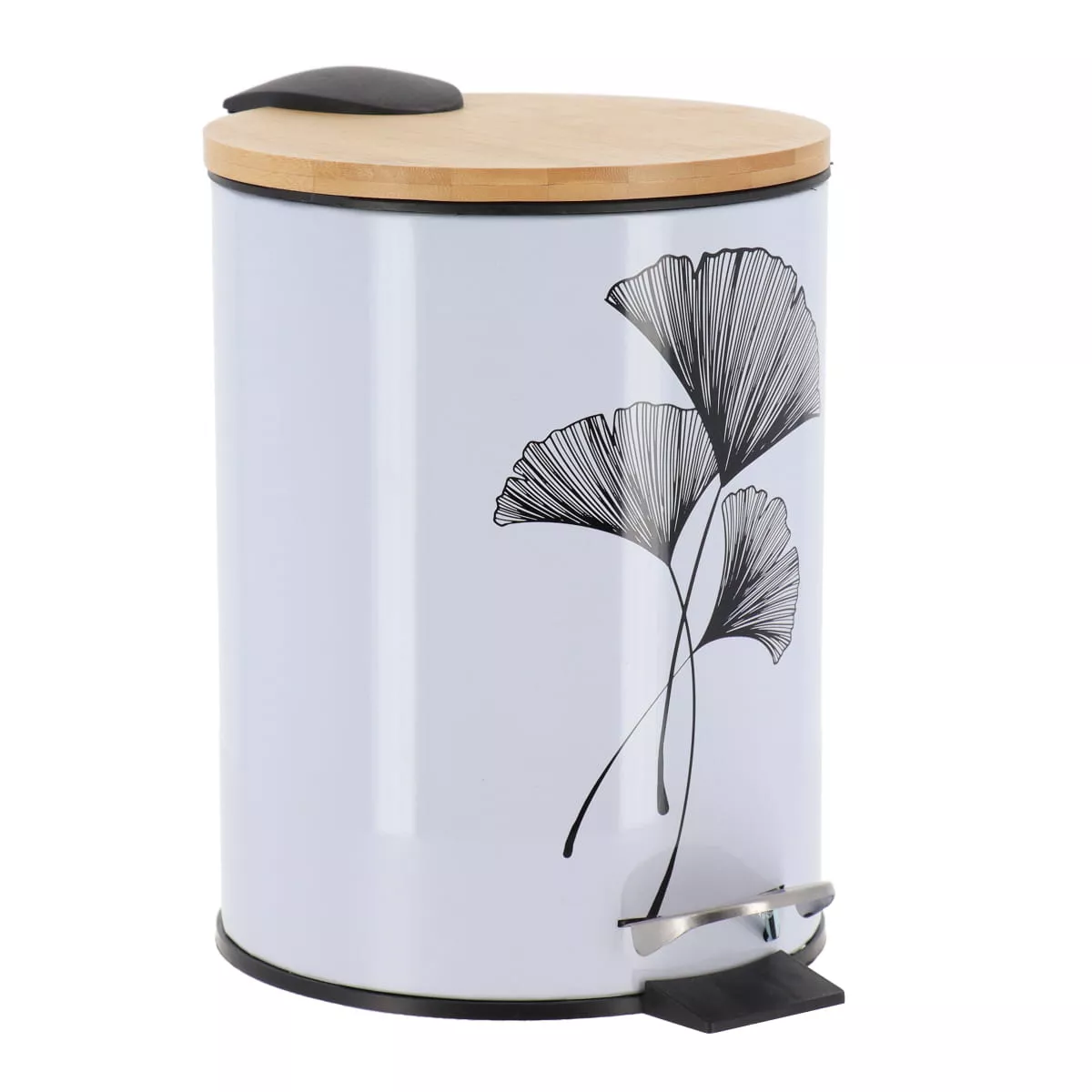 Cestino per il bagno in bambù con chiusura ammortizzata Zen Gingko Bianco