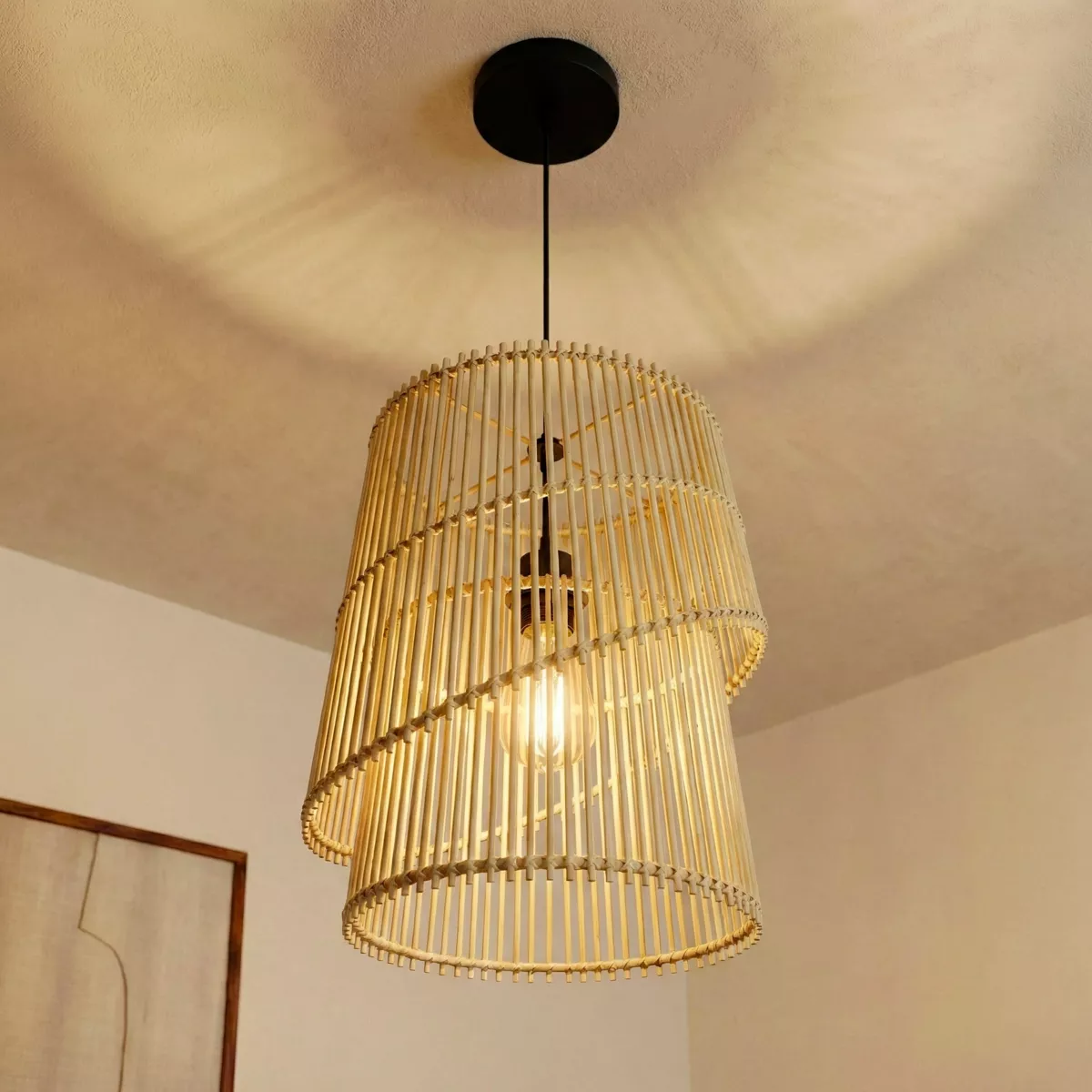 Suspension lumineuse design en bambou (H36 cm) Alicante Naturel