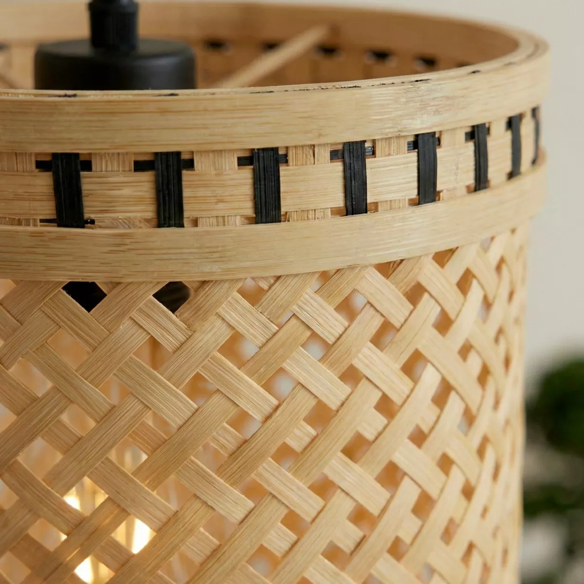 Suspension lumineuse en bambou (H30 cm) Estepona Noir et naturel