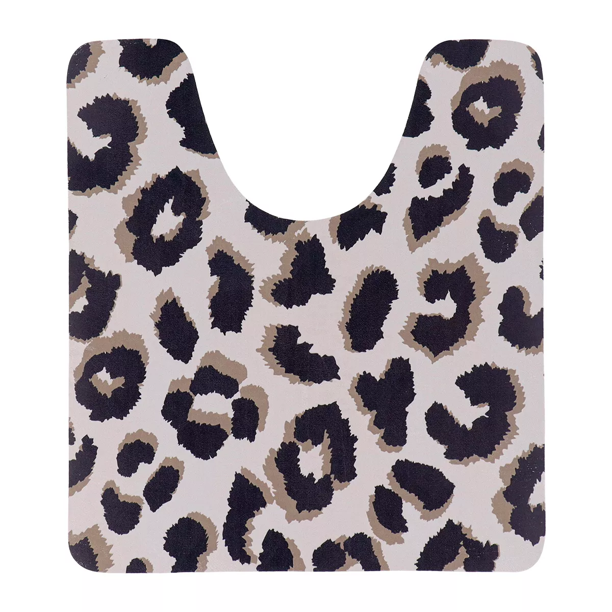 Tappeto per wc antiscivolo con sagoma leopardata (45 x 50 cm) Serengeti Nero e Bianco