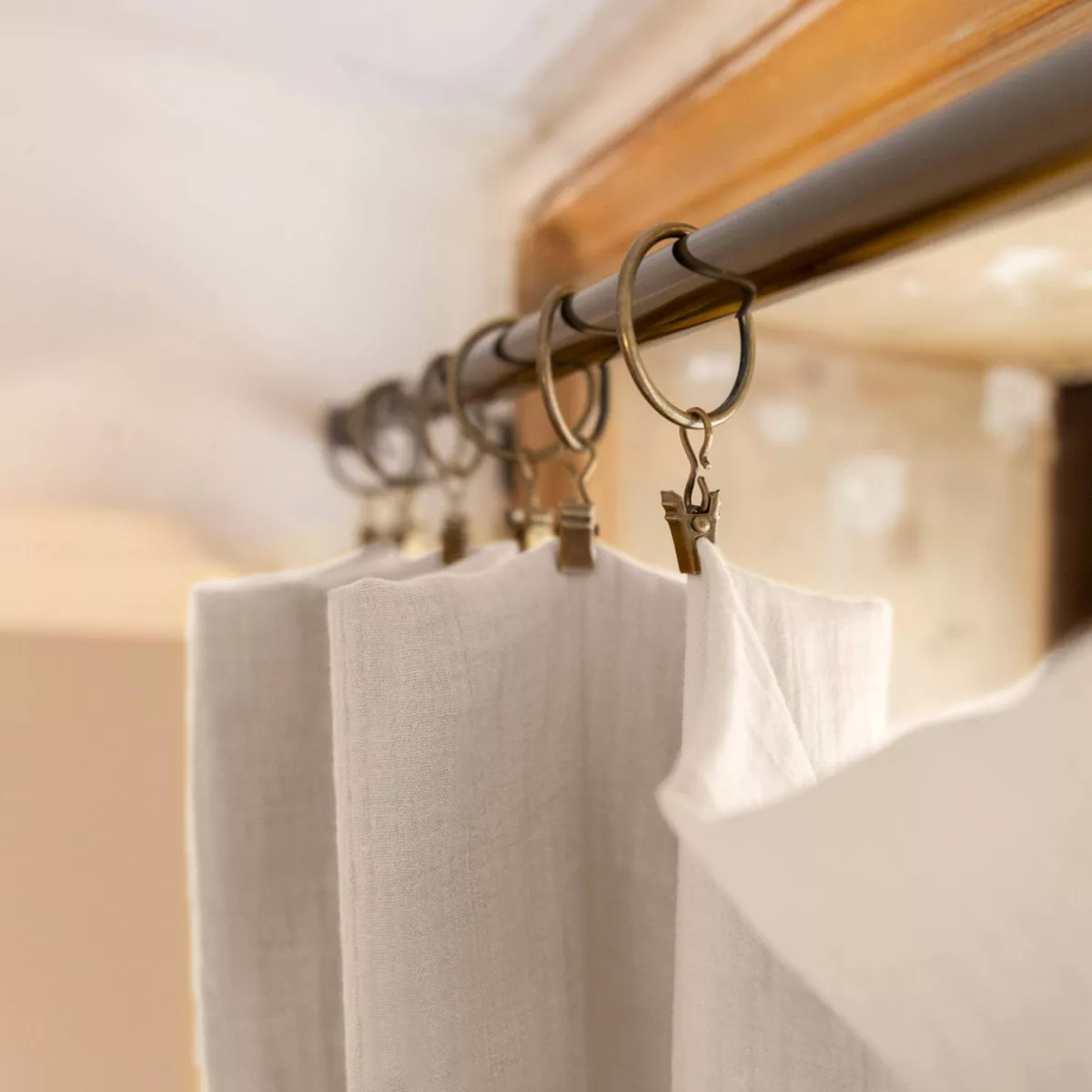 Cortina de gasa de algodón ajustable (280 x max 300 cm) Gaïa Beige pampa