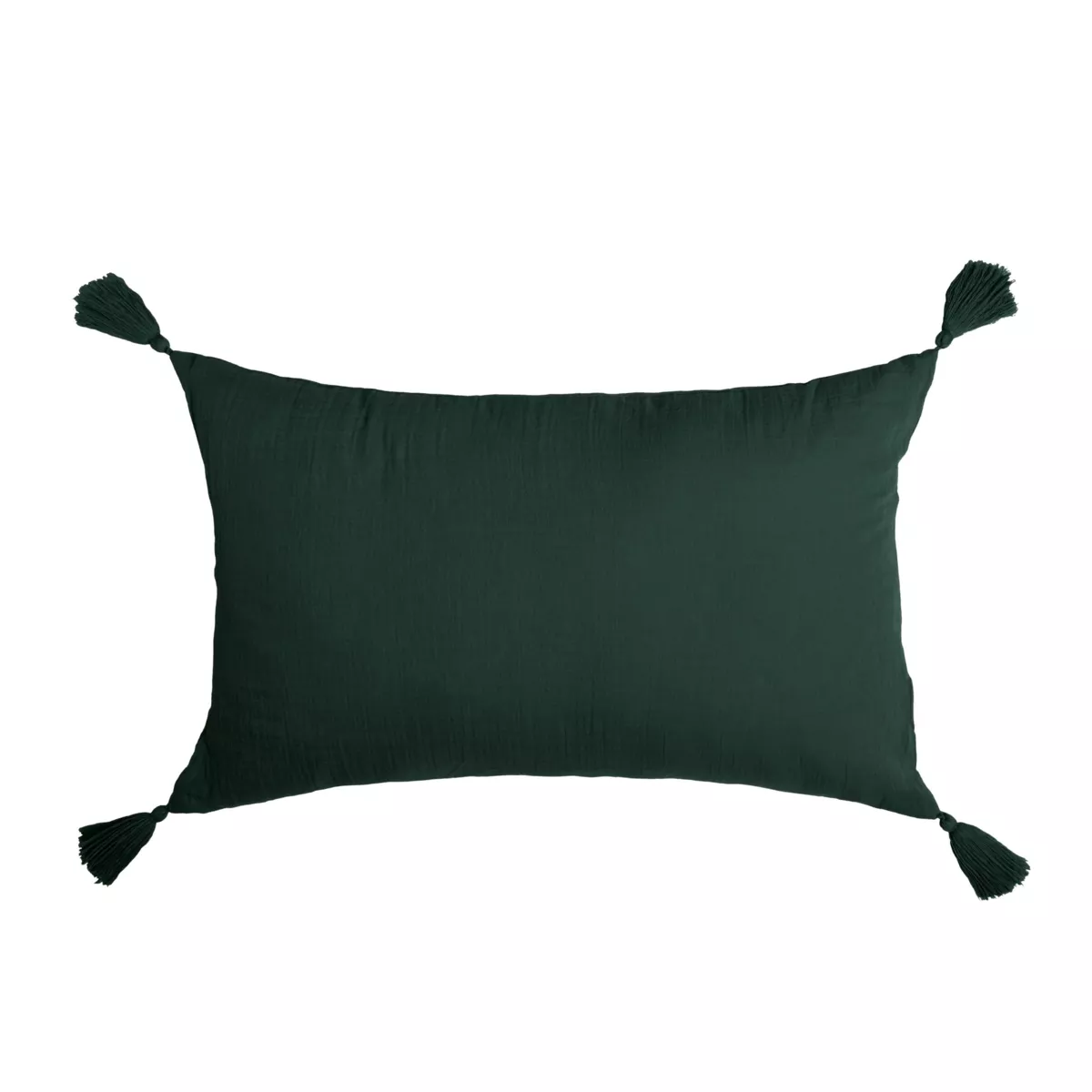 Coussin rectangulaire gaze de coton (40 x 60 cm) Gaïa Vert Sapin