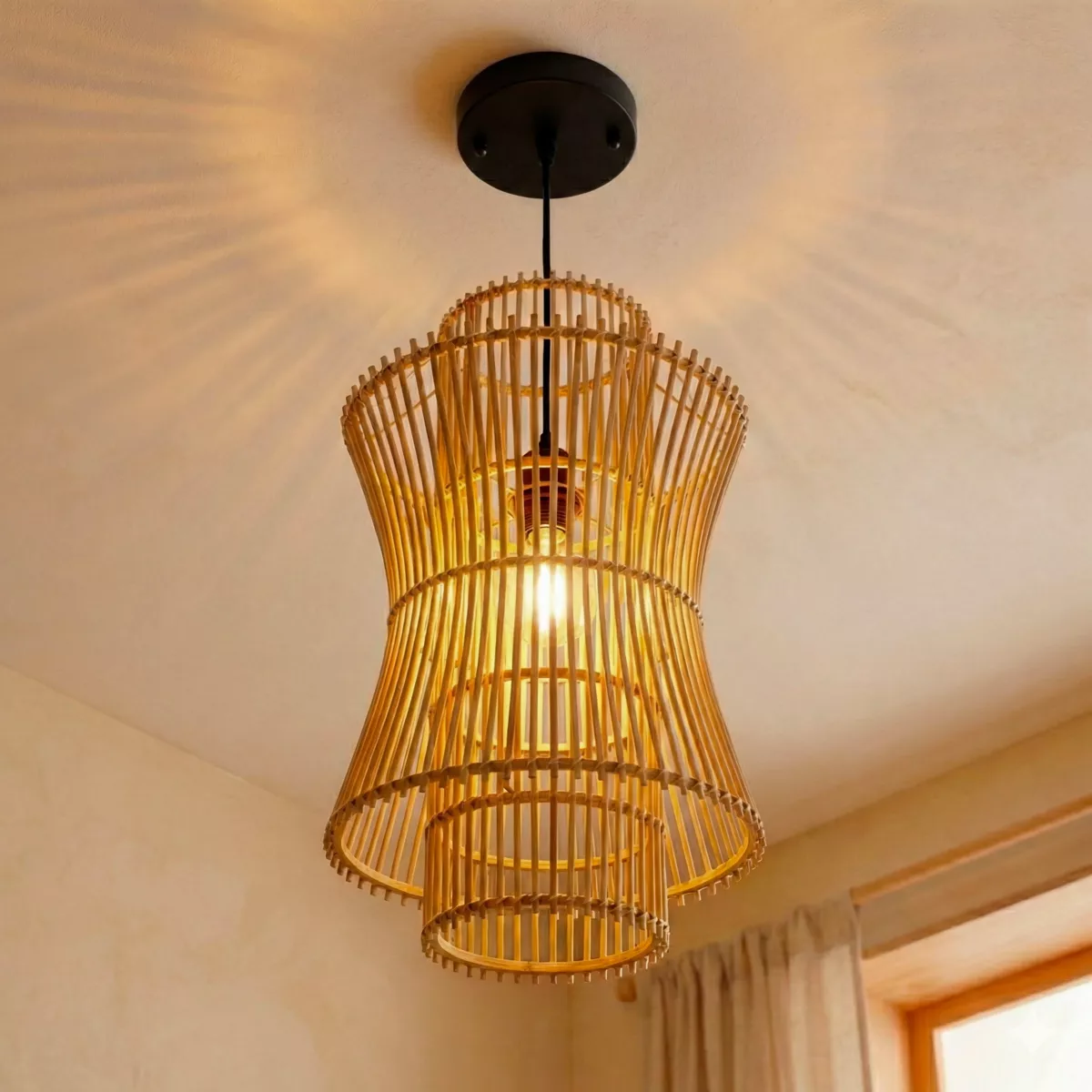 Suspension lumineuse en bambou (H52 cm) Morok Naturel