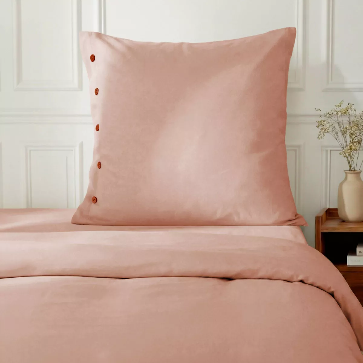Federa quadrata in percalle di cotone (80 x 80 cm) Diane Rose Blush