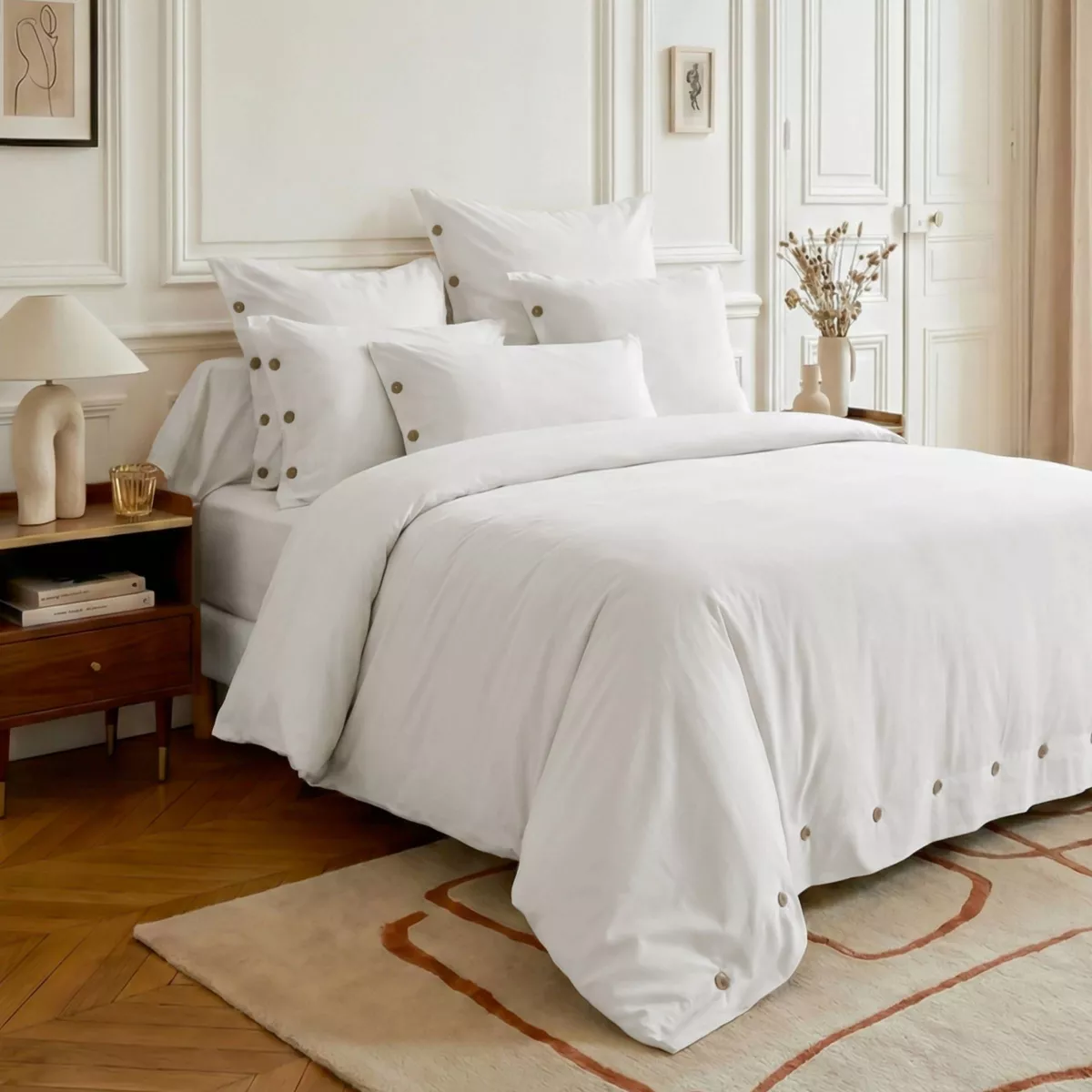 Federa rettangolare in percalle di cotone (50 x 70 cm) Diane Bianco