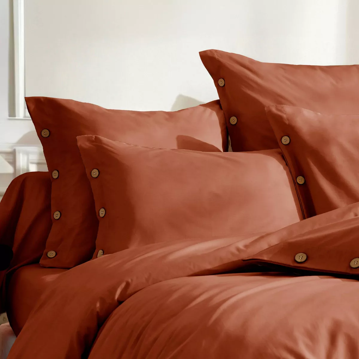 Copripiumino in percalle di cotone (240 x 220 cm) Diane Terracotta
