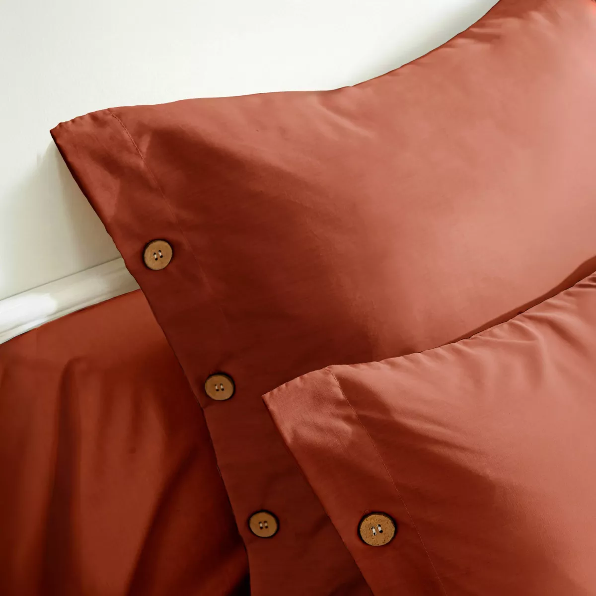 Federa rettangolare in percalle di cotone (50 x 70 cm) Diane Terracotta