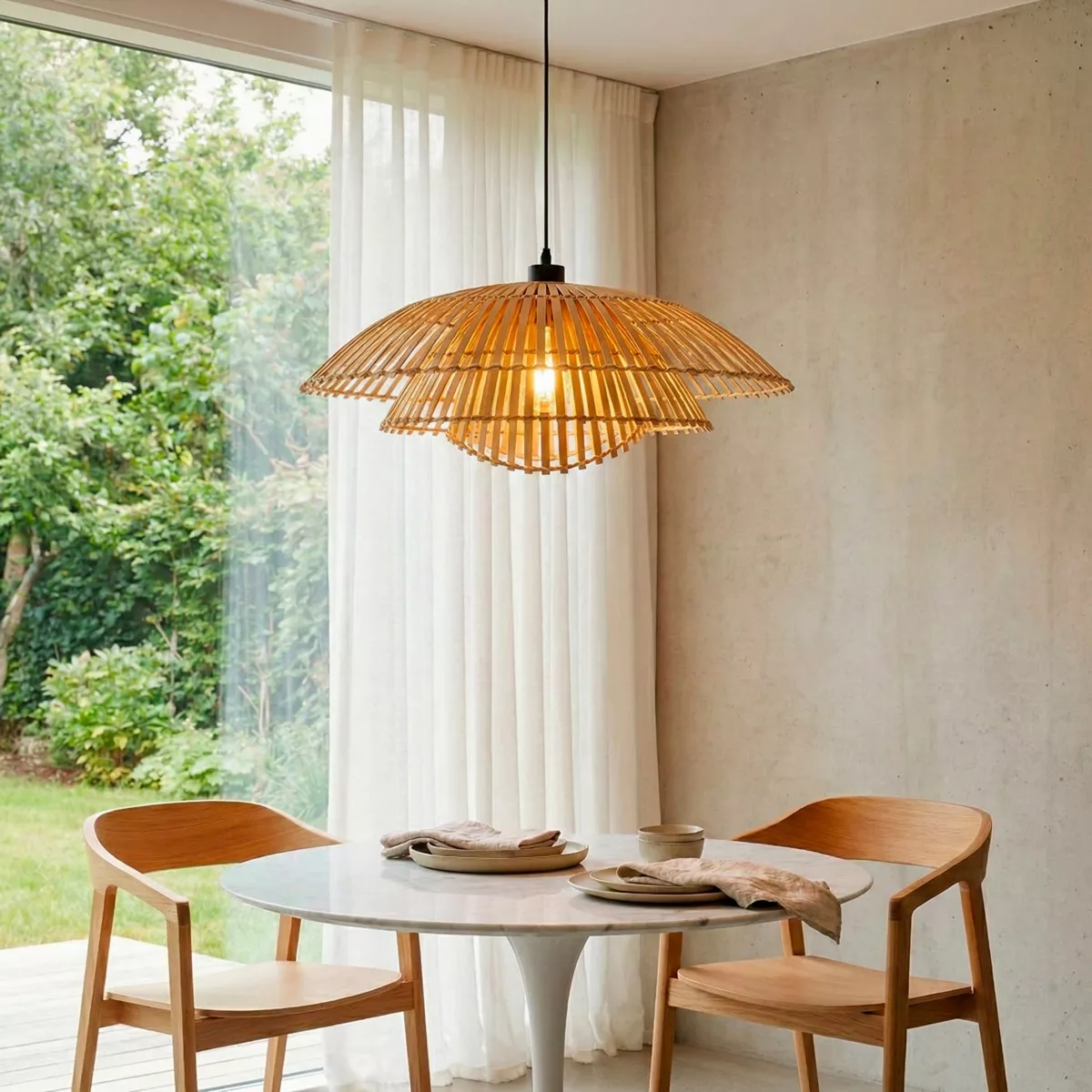 Suspension lumineuse design en bambou (D60 cm) Zeyno Naturel