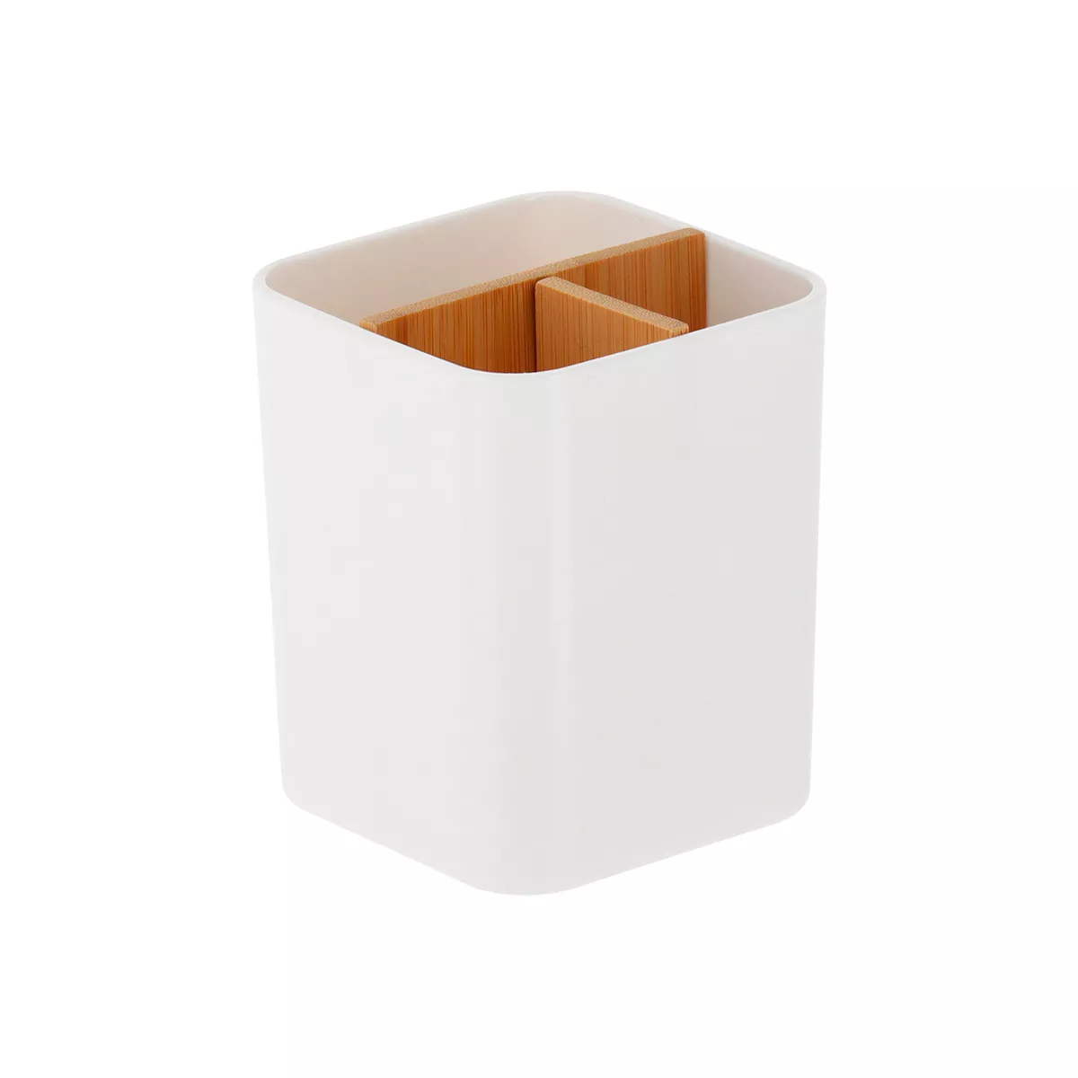 ORGANISATEUR CARRE 3 COMP. PLASTIQUE/BAMBOU - BLANC MAT