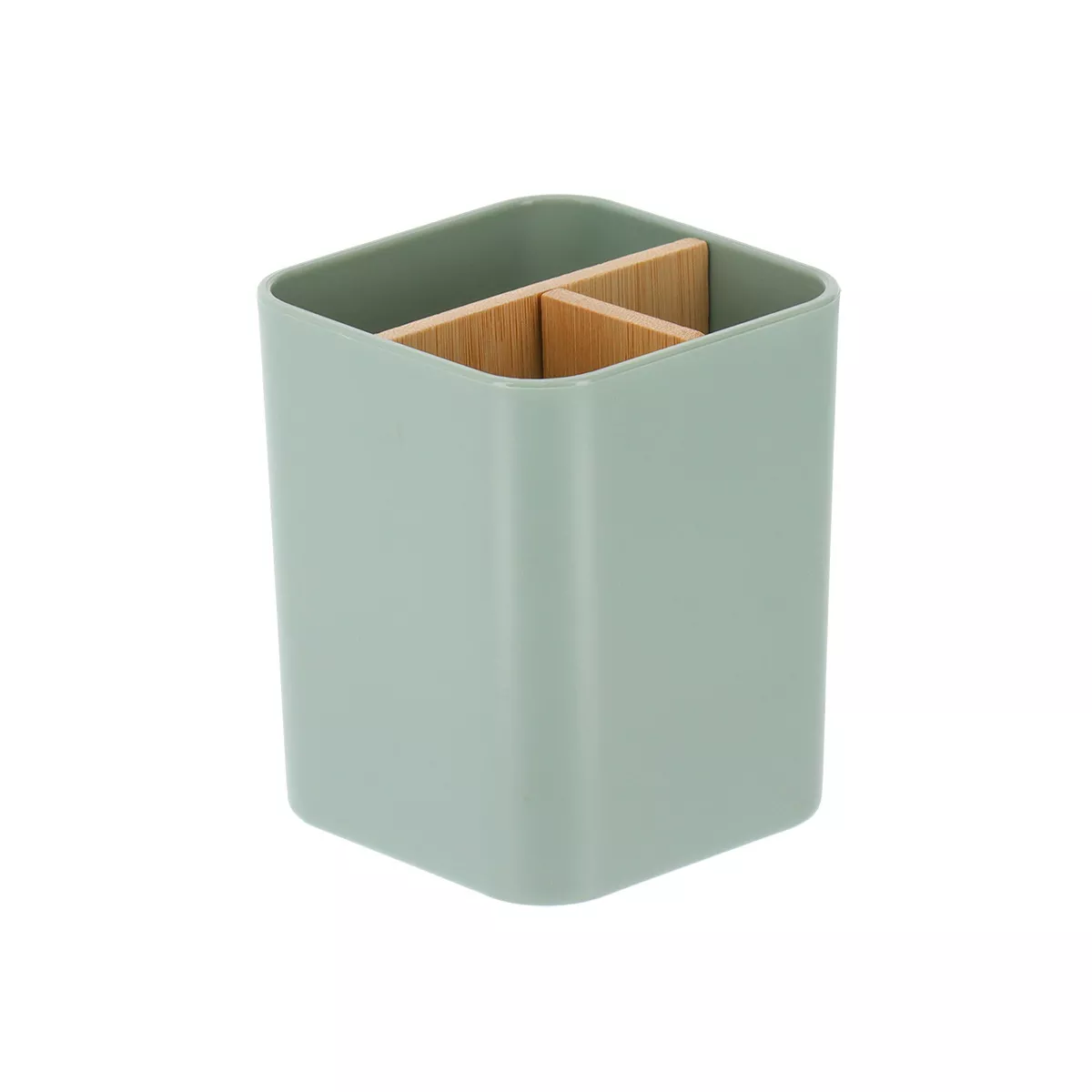 ORGANISATEUR CARRE 3 COMP. PLASTIQUE/BAMBOU - VERT SAUGE