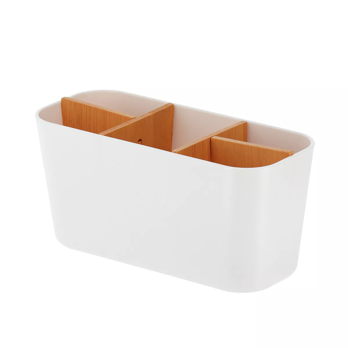Organizzatore per bagno 5 scomparti in bambù Naturo Bianco