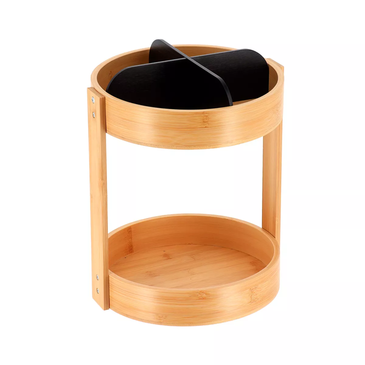 ORGANISATEUR ROTATIF BAMBOU 2 PLATEAUX - NOIR MAT