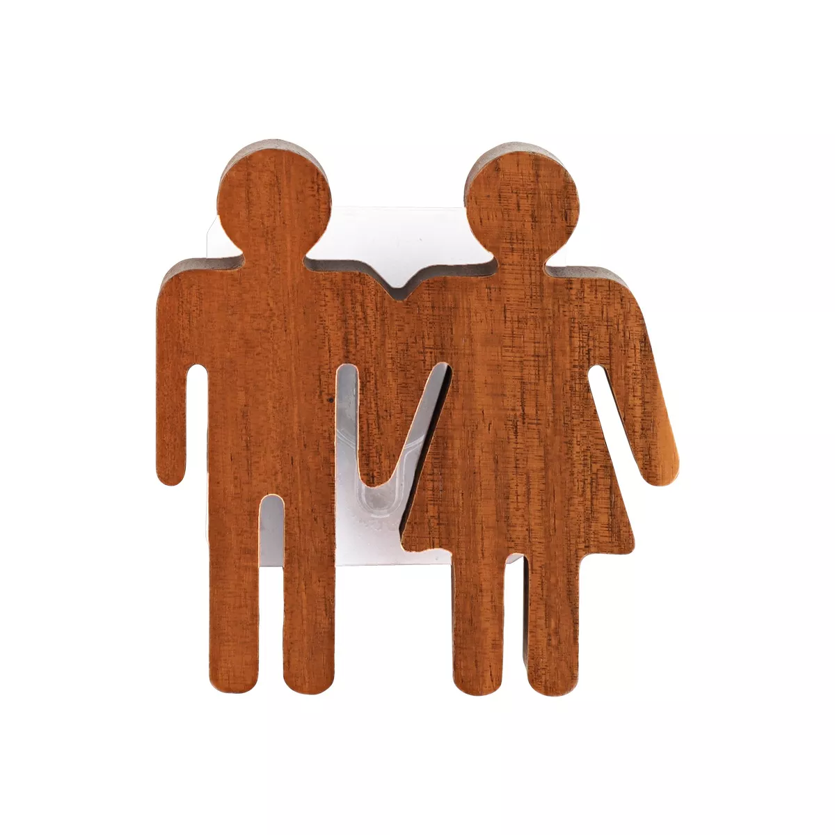 PLAQUE DE PORTE WC EN ACACIA MODELE HOMME/FEMME SUR STICKER - ACACIA