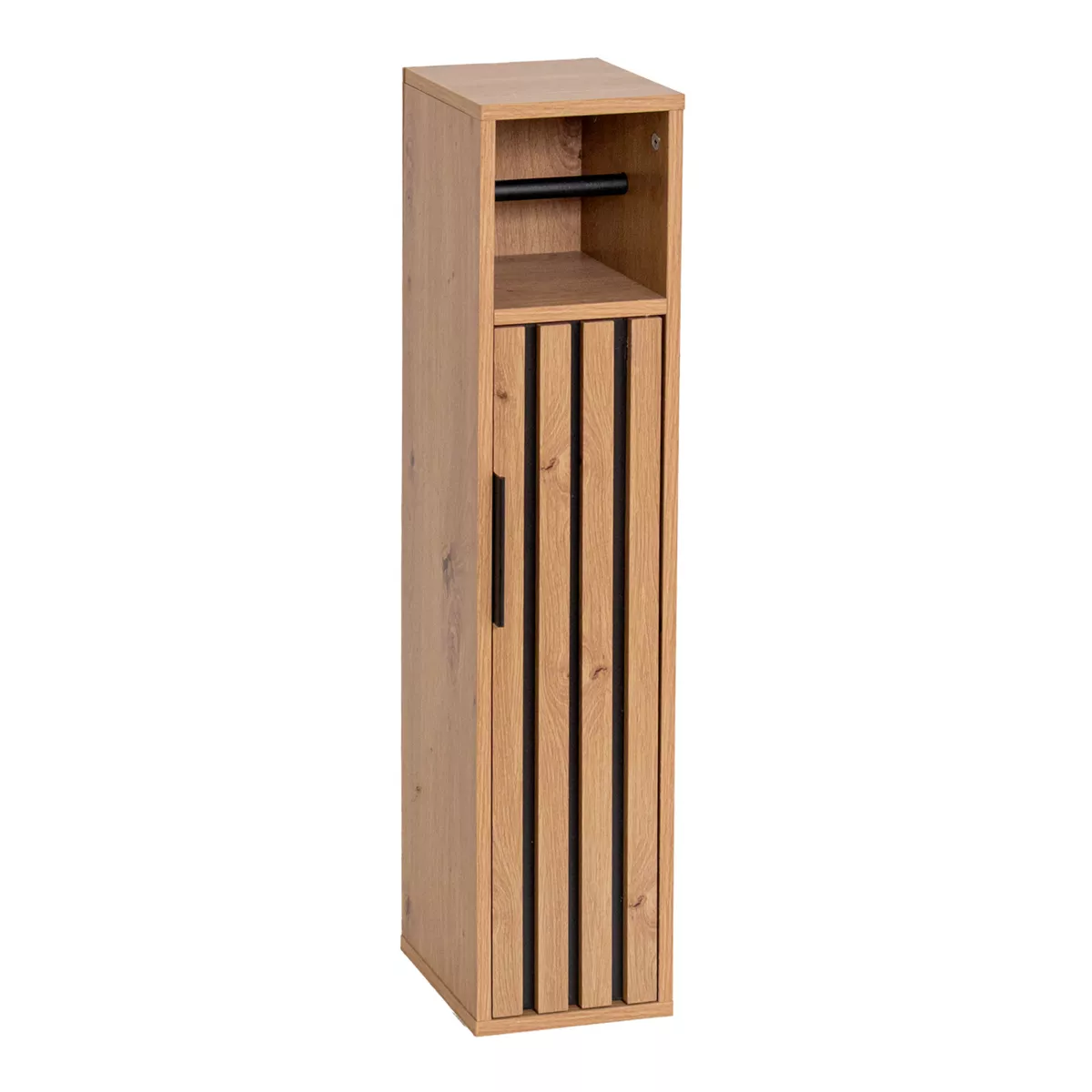 Meuble dérouleur papier toilette avec réserve et étagère bois Karma Naturel