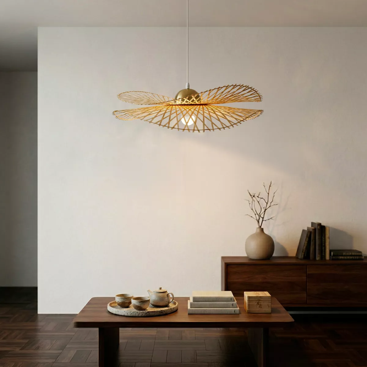 Lampada a sospensione in bambù (D55 cm) Mérida  Naturale