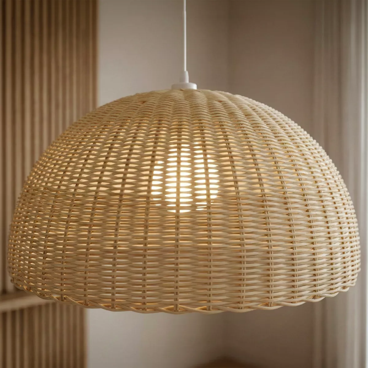 Suspension lumineuse en bambou tressé (D60 cm) Eivissa Naturel