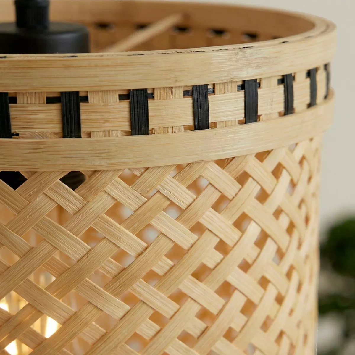 Suspension lumineuse en bambou (D40 cm) Estepona Noir et naturel