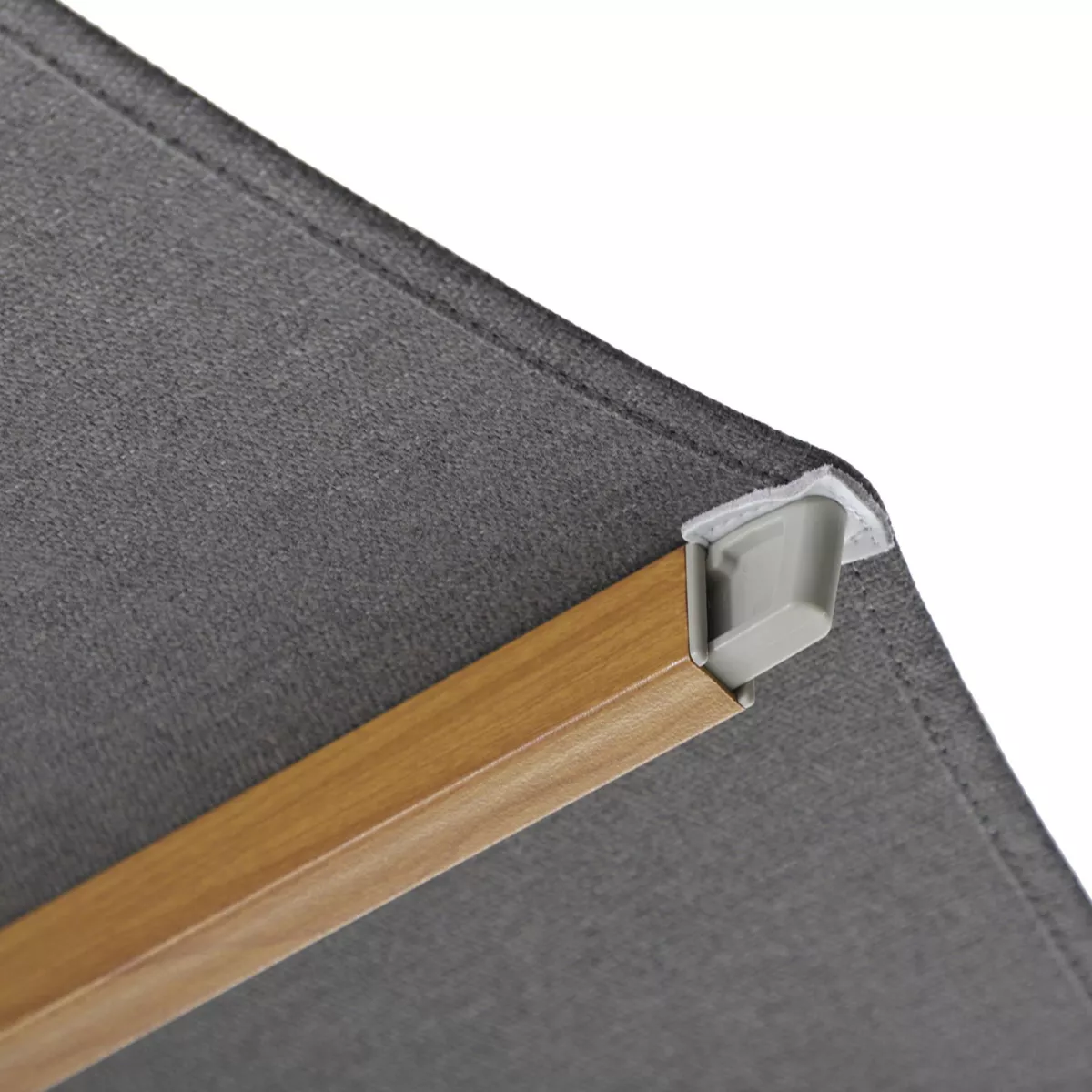 Parasol déporté carré aluminium avec pied (3 x 3 m) Elyra effet bois et Gris