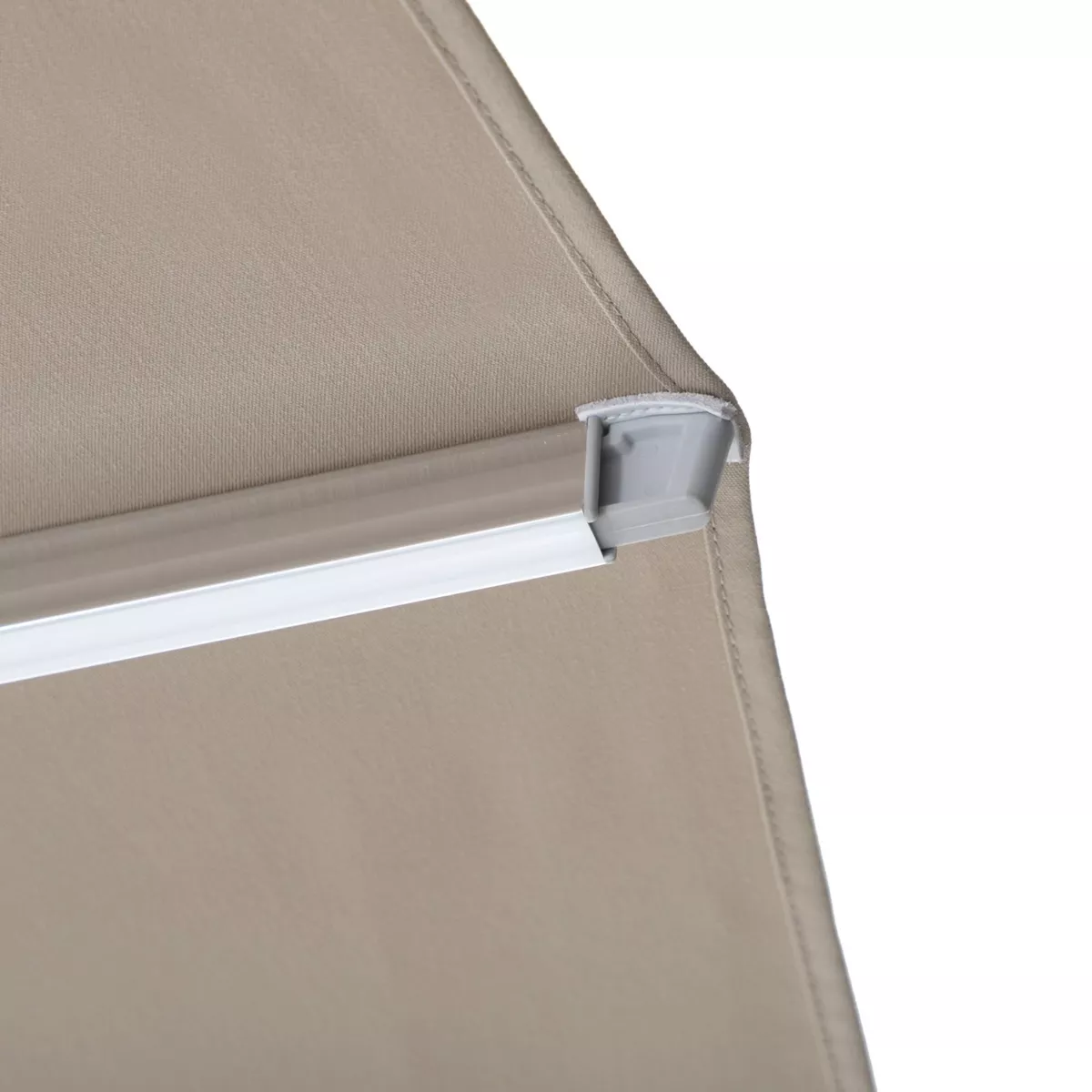 Ombrellone sporgente quadrato in alluminio con base (3 x 3 m) Elyra Metallico lucido e Tortora