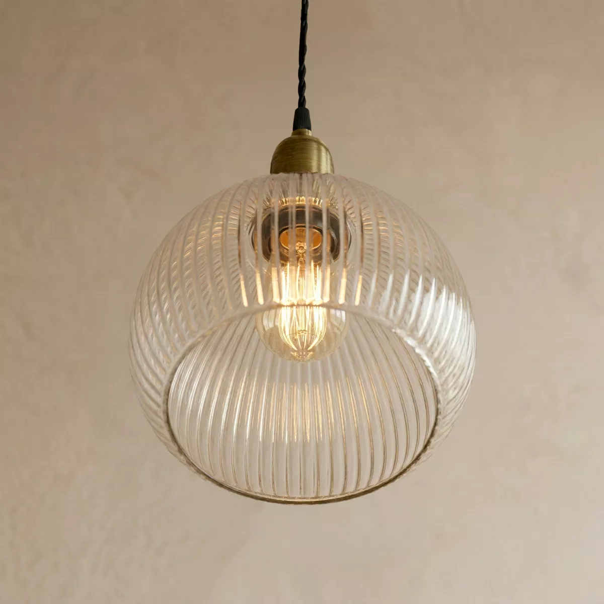 Suspension lumineuse en verre (D20 cm) Velden Transparent