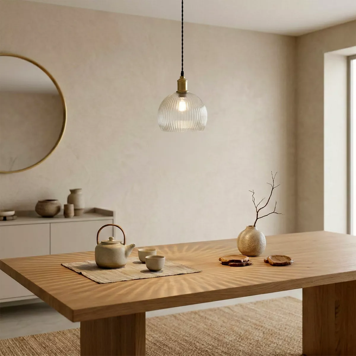 Suspension lumineuse en verre (D20 cm) Velden Transparent