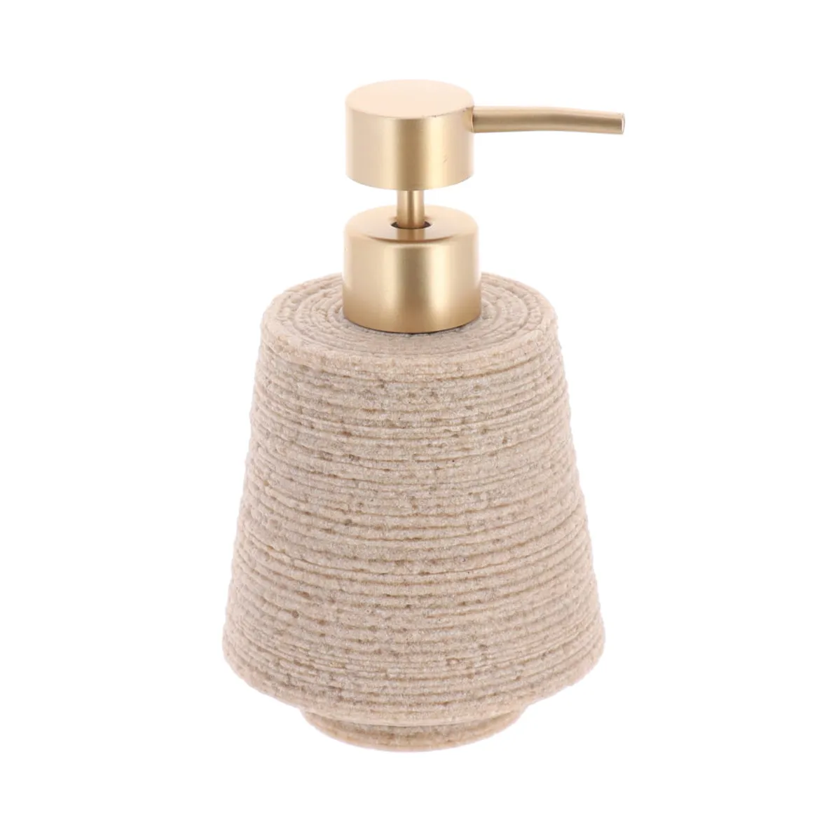 Set bicchiere distributore e porta sapone in poliresina effetto sabbia Lina Beige