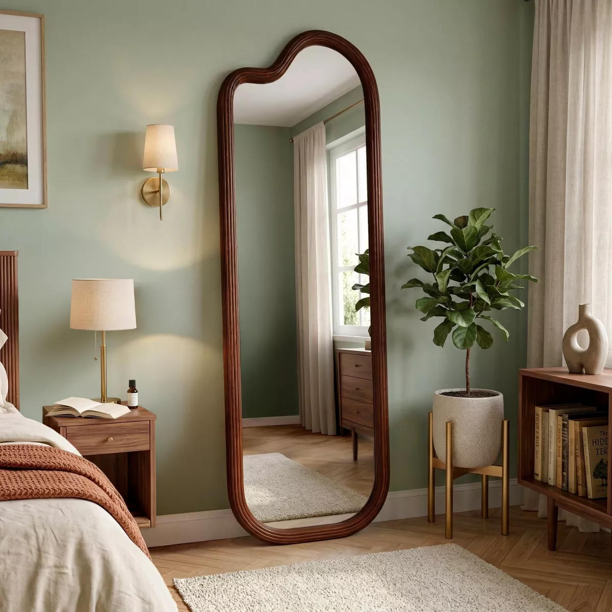 Gran espejo de pie en madera (H173 cm) Calcuta Madera oscura