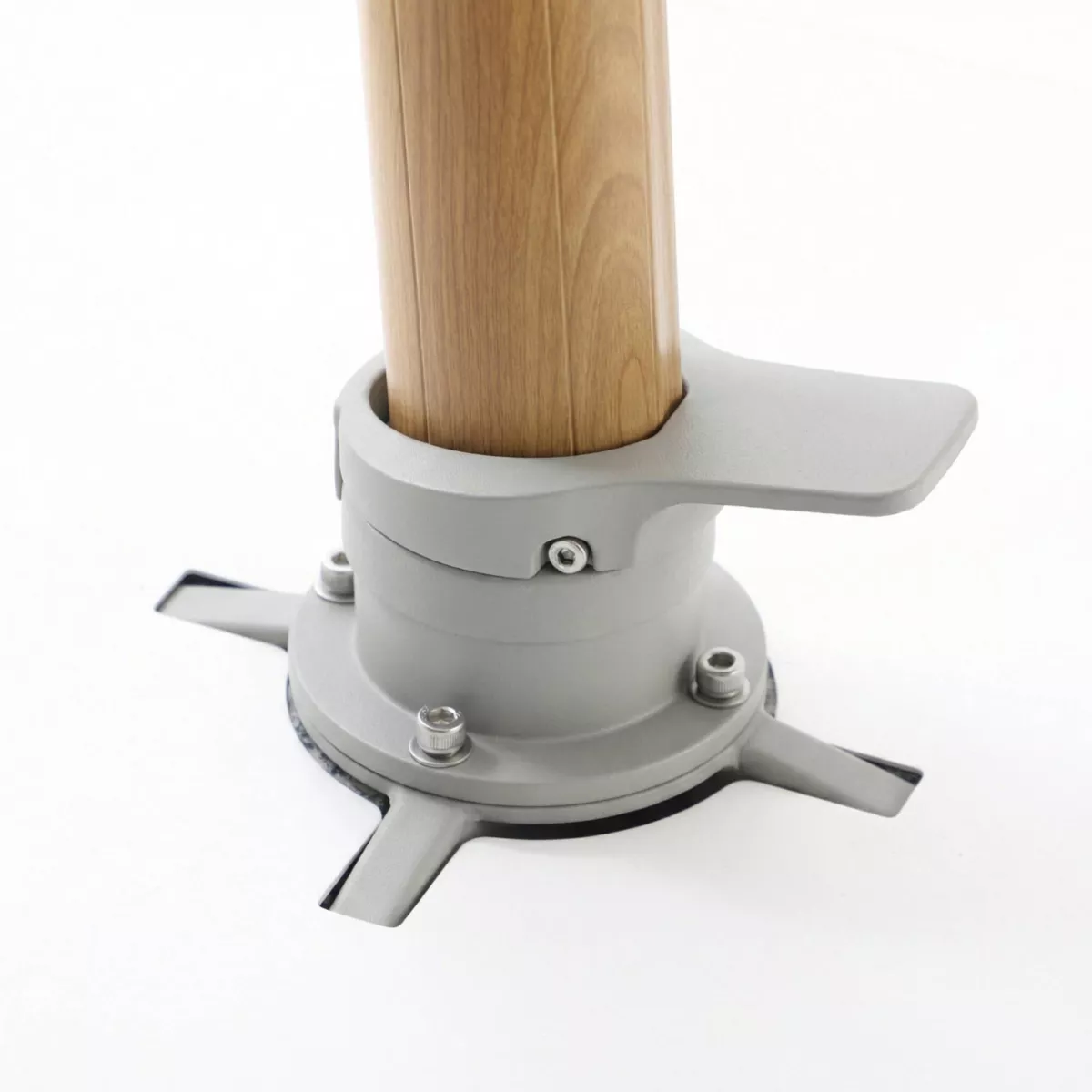 Ombrellone sporgente rettangolare in alluminio con base (3 x 4 m) Elyra effetto legno e Tortora