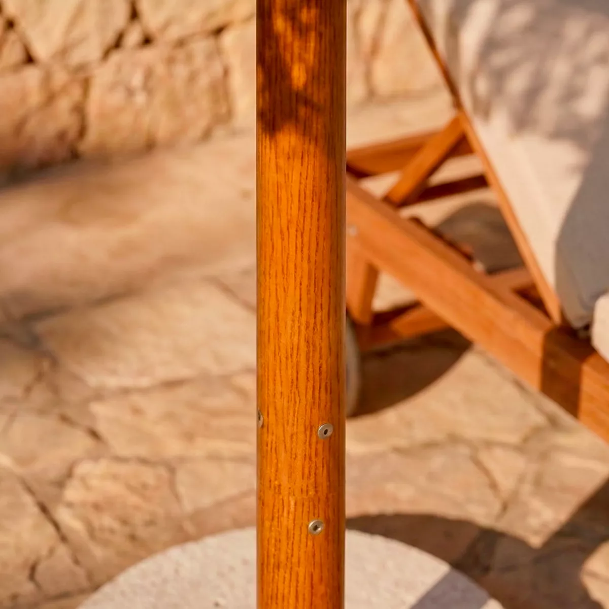 Ombrellone da giardino rotondo con frange (D2 m) Isy Pizzo Beige