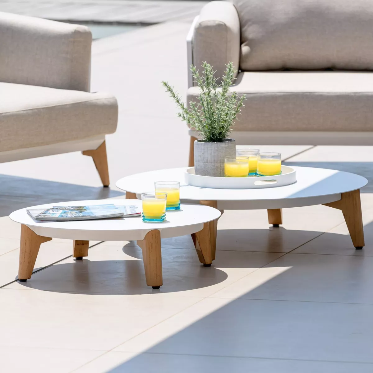 Set da giardino in alluminio 5 posti 4 pezzi Monte Carlo Bianco e verde rosmarino
