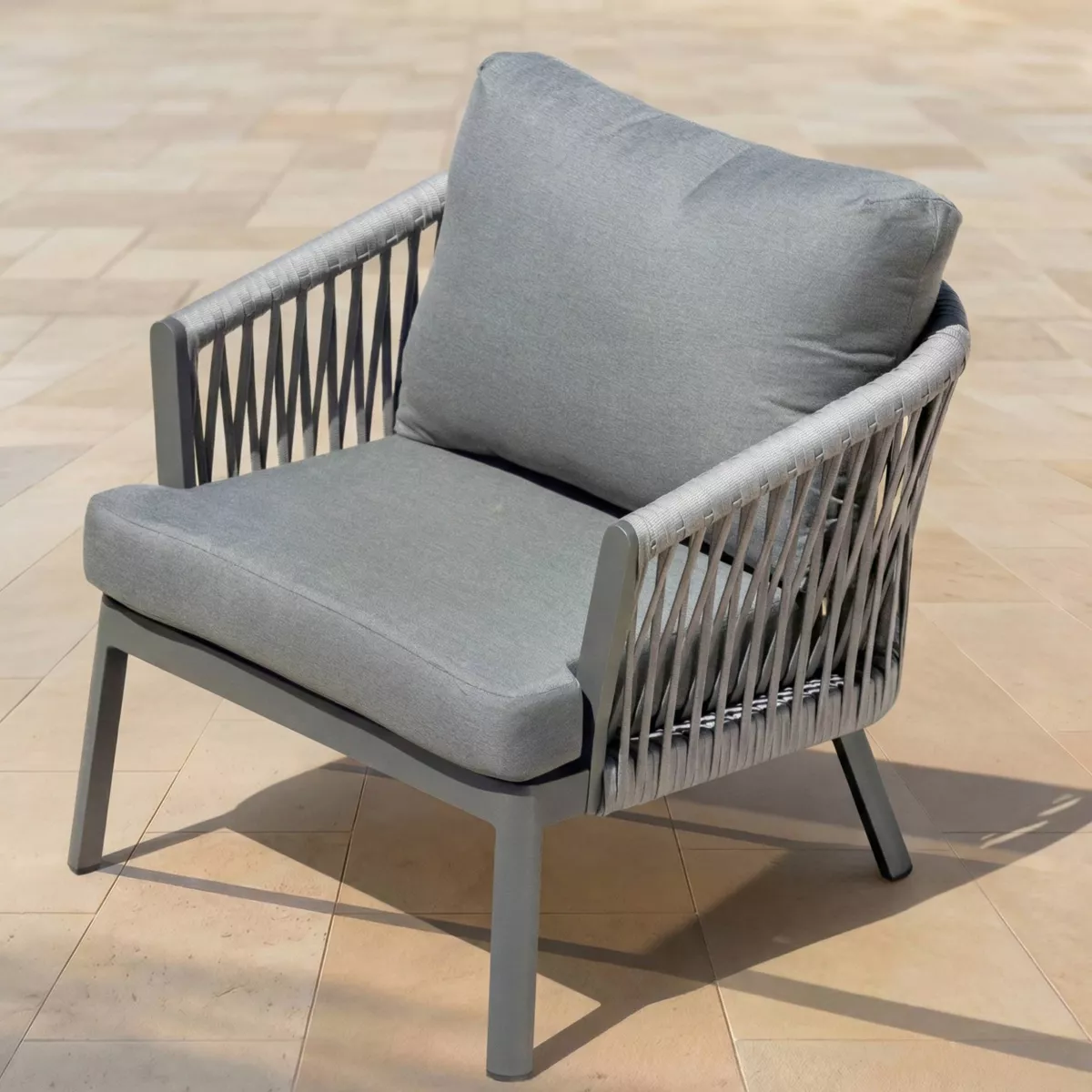Fauteuil de jardin détente en aluminium Amalfi Gris anthracite