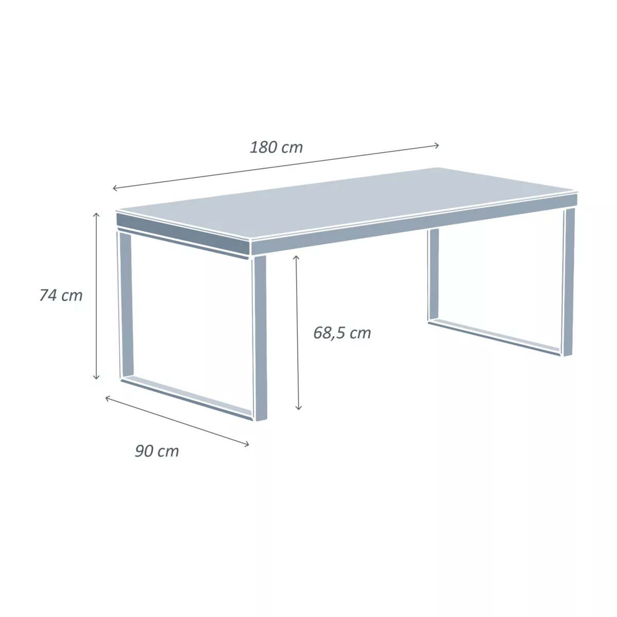 Table de jardin 8 places Aluminium/Céramique Kore (180 x 90 cm) - Blanc/Gris clair