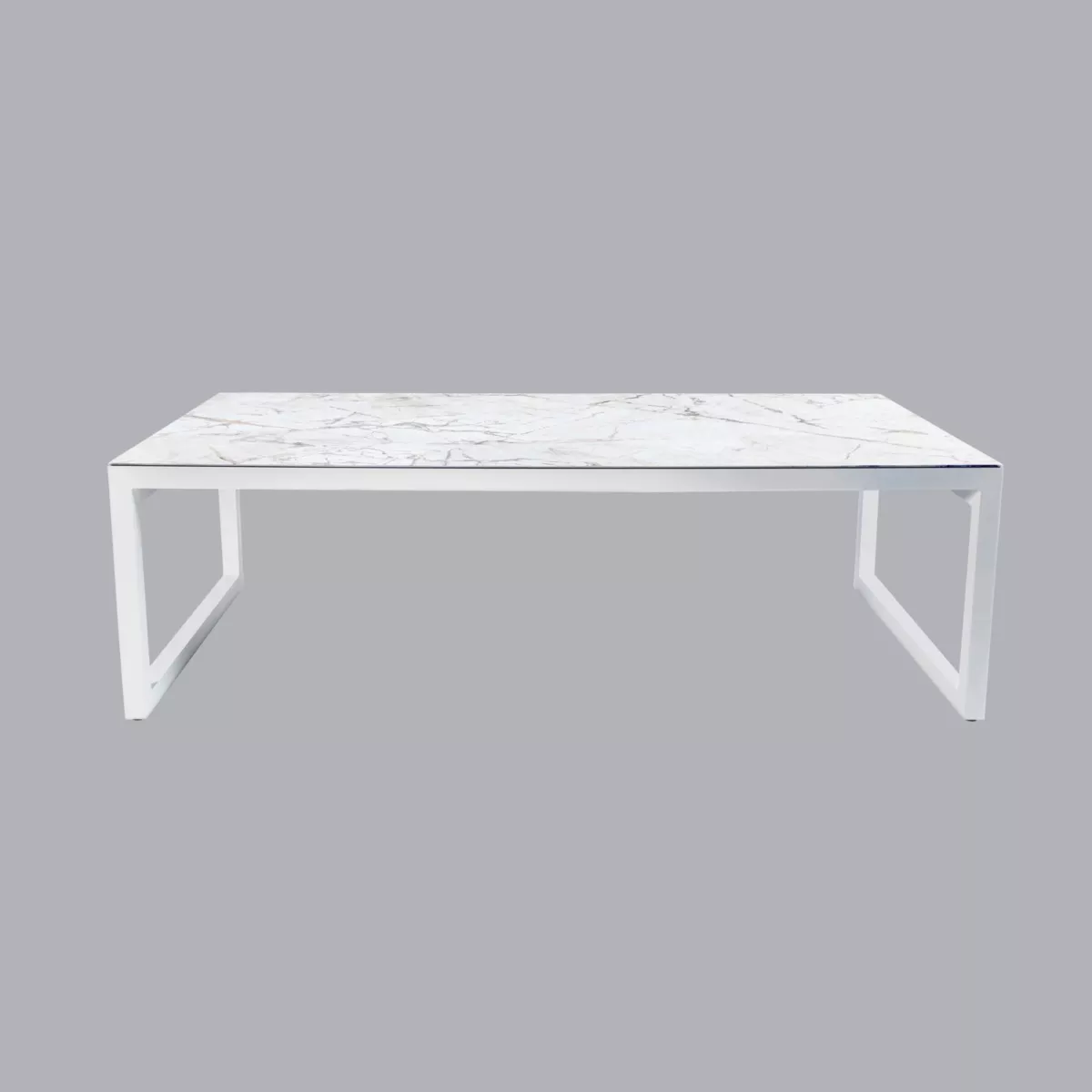 Table de jardin 12 places Aluminium/Céramique Kore (260 x 120 cm) - Blanc/Blanc marbré 2