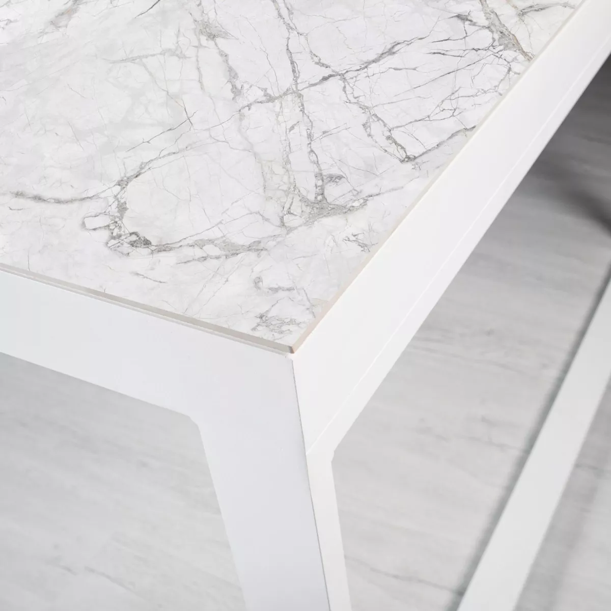 Table de jardin 12 places Aluminium/Céramique Kore (260 x 120 cm) - Blanc/Blanc marbré 4