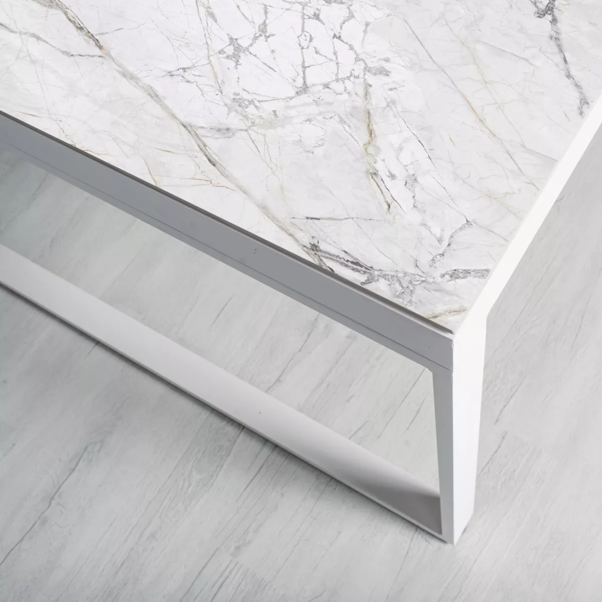 Table de jardin 12 places Aluminium/Céramique Kore (260 x 120 cm) - Blanc/Blanc marbré 5