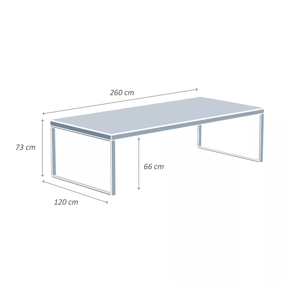 Table de jardin 12 places Aluminium/Céramique Kore (260 x 120 cm) - Blanc/Blanc marbré 6